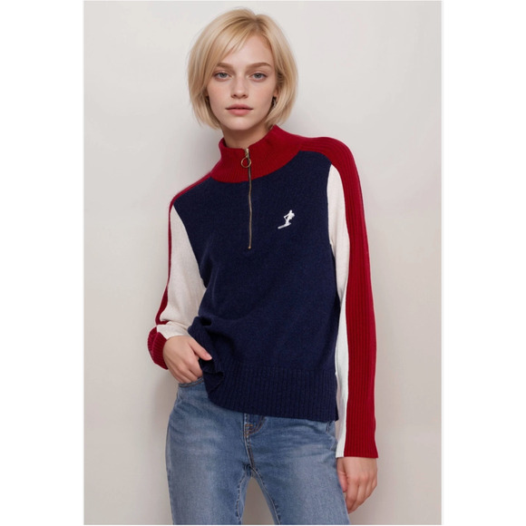 Johnny Was Ski Quarter Zip Sweater Wool Cashmere Embroidered Pullover Size S NWT - Picture 10 of 11